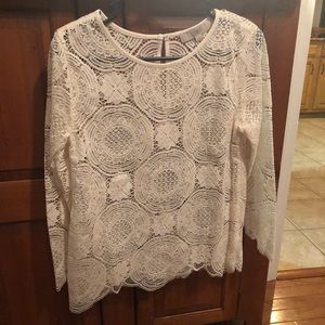 Ivory lace overlay top